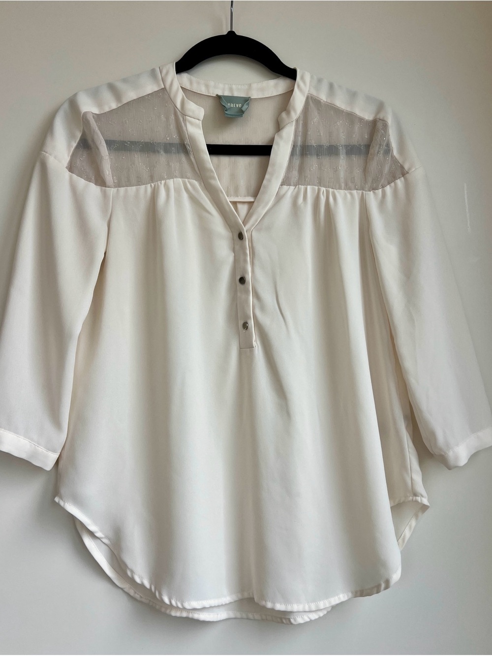 Anthropologie Maeve Ivory Sheer Peasant Tunic Blouse Women’s Size 0 Boho